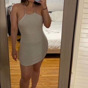 Striped mini halter dress